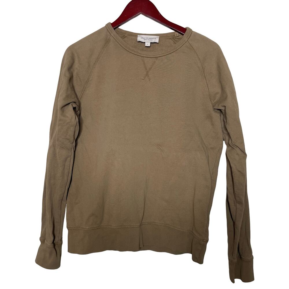 Officine Generale Daily Classic tan unisex crewneck cotton pullover sweatshirt S